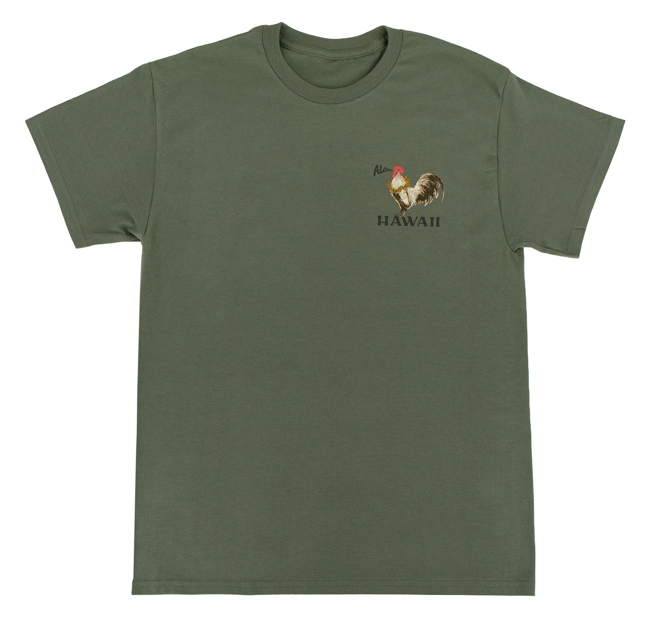 Crew Neck Tee - Morning Rooster: Military Green