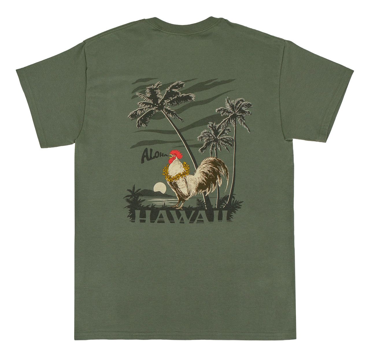 Crew Neck Tee - Morning Rooster: Military Green