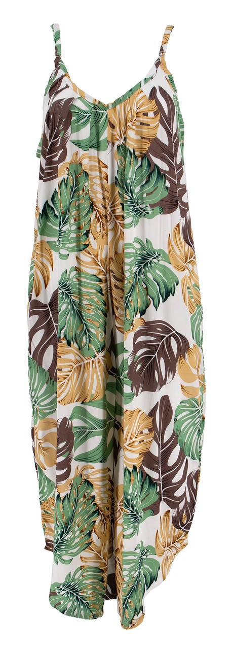 apolina／jump suits／3-5y Napua Collection Jumpsuit: - Monstera Cove - Tan