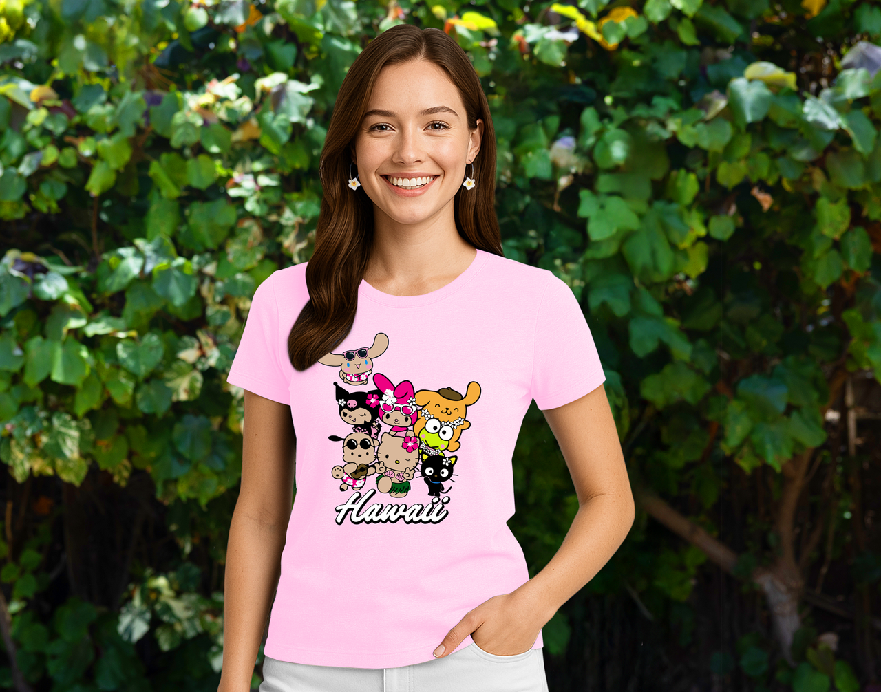 Ladies Hello Kitty & Friends Tees - Collage: Pink