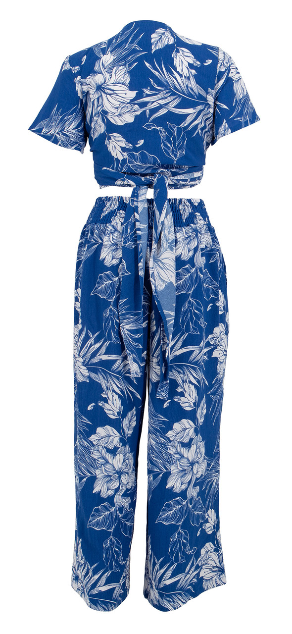 Aloha Palazzo Pants - Royal Floral