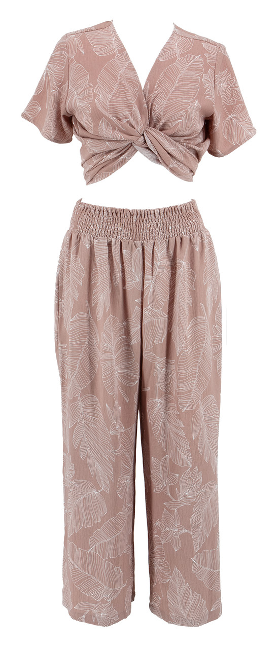 Aloha Palazzo Pants - Mocha Leaf