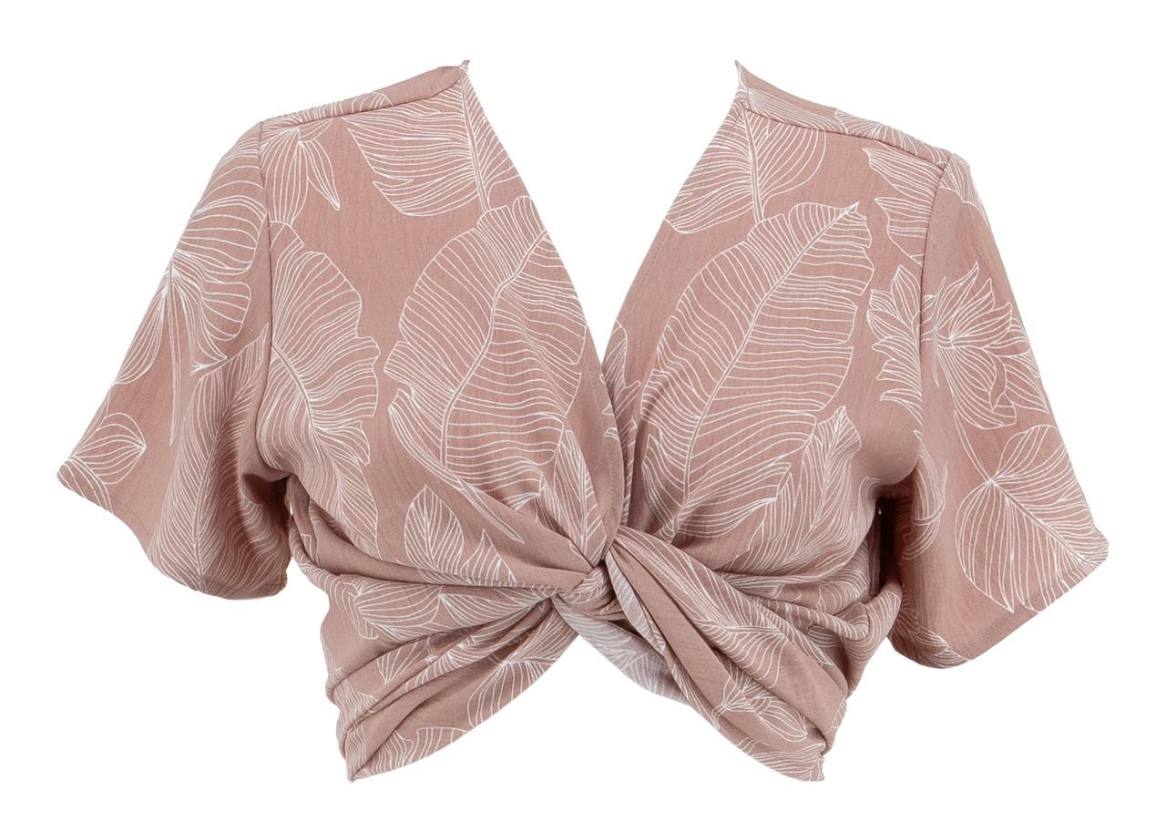Aloha V-Neck Top - Mocha Leaf