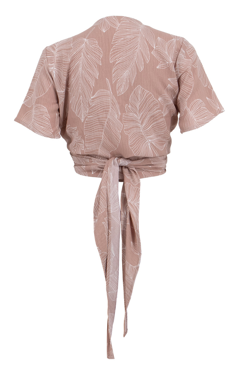 Aloha V-Neck Top - Mocha Leaf