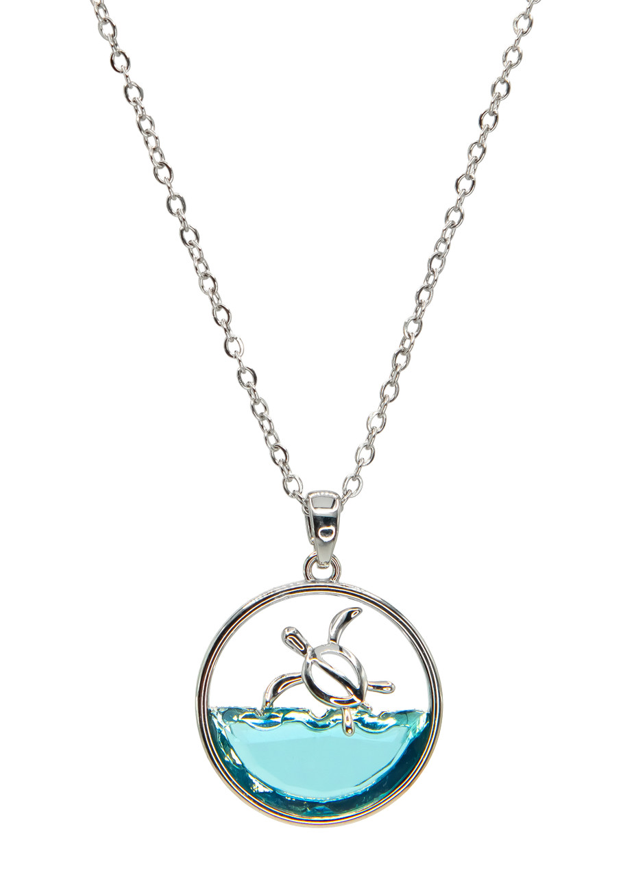 Nalu Glass Collection SILVER Necklace: Turtle