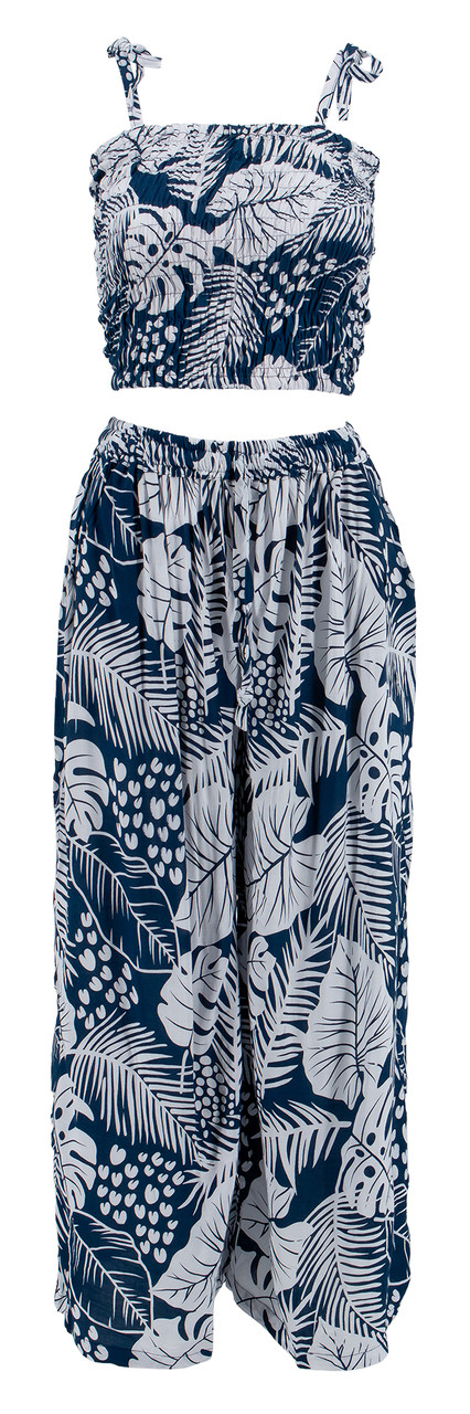 Napua Collection Aloha Pants - Monstera Palm: Navy