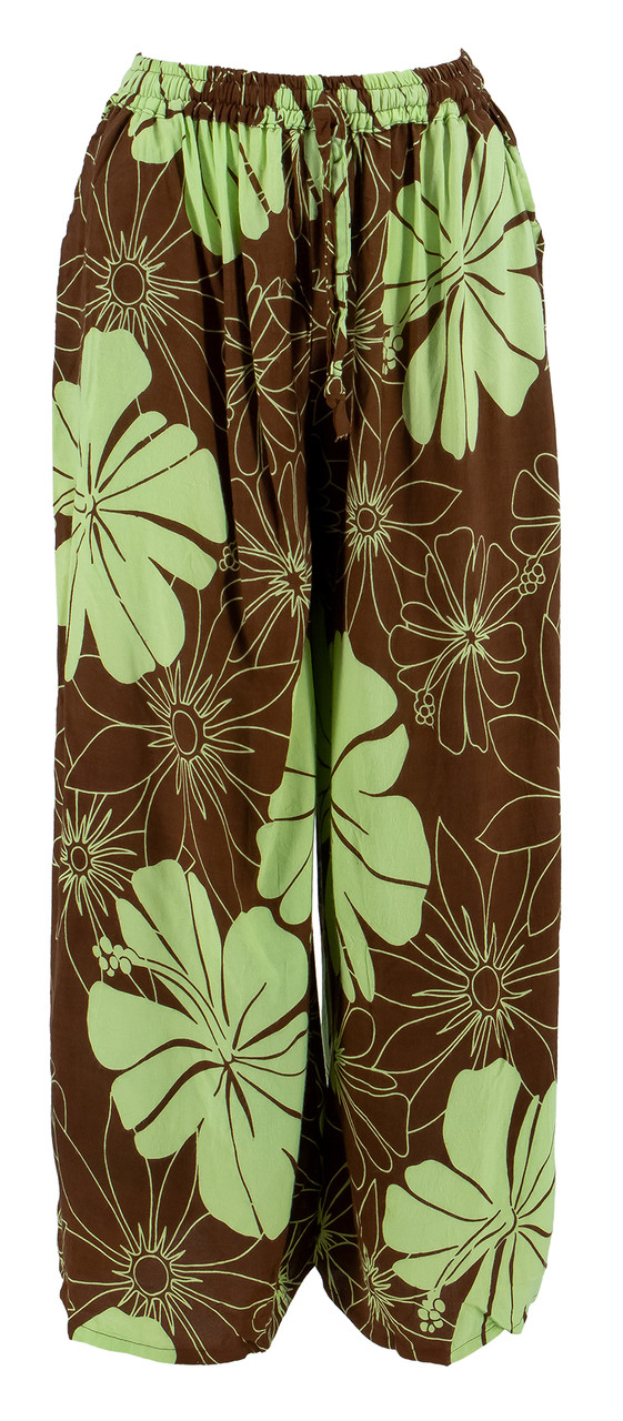 Napua Collection Aloha Pants - Hibiscus: Chocolate/Green