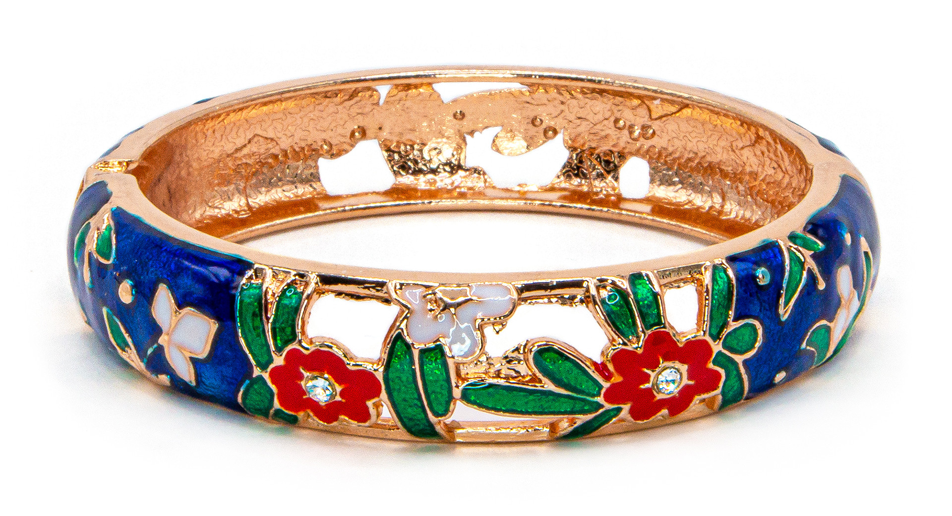 Large Island Bangle Flower Design Royal Blue