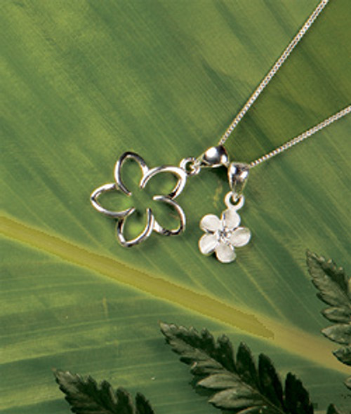 Ku'uipo Sterling Silver Plumeria Pendant Necklace