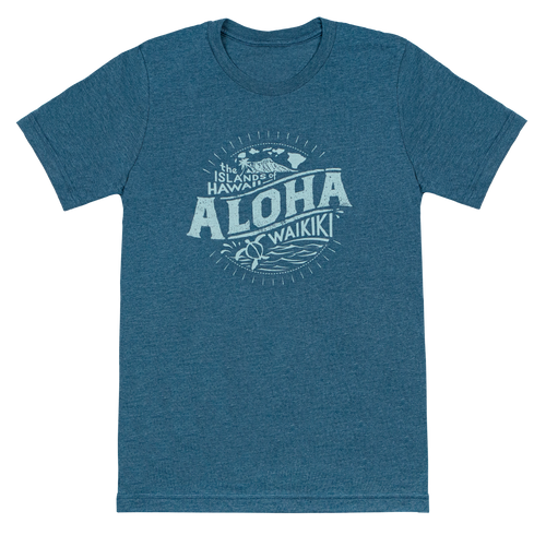 Vintage Dyed Tee - Islands OAHU in Denim Heather color
