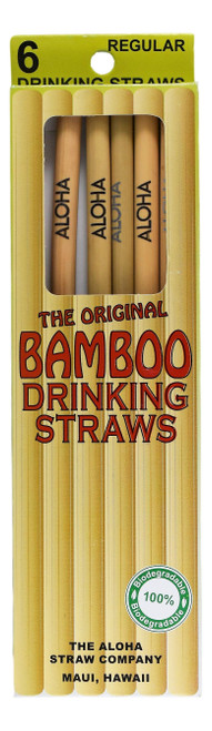 A pack of 6 Bamboo Drinking straws in Regular 8 inches length