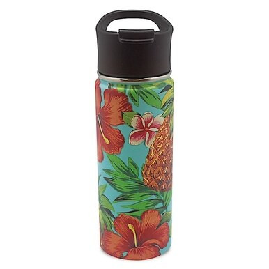 Island Style Flask - Assorted Designs in Tropical Pineapple Style and Teal Color