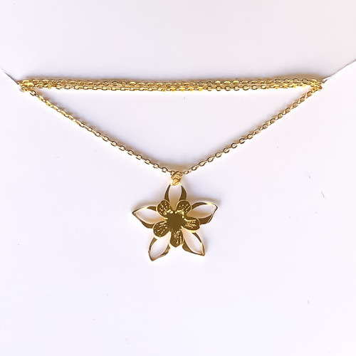 Liv-N-Aloha® Gold Columbine Flower Necklace