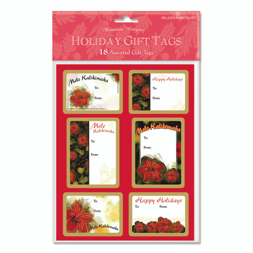 Christmas Gift Tags - Pack of 18 - Hibiscus Kalikimaka