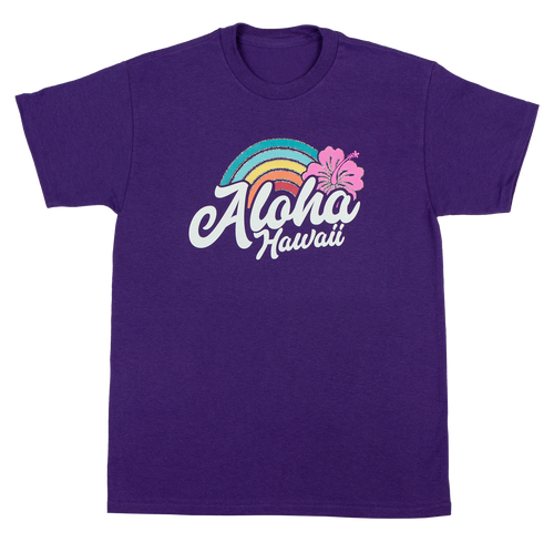Hawaiian Performance Surfwear® Children's Tee - Rainbow in purple color