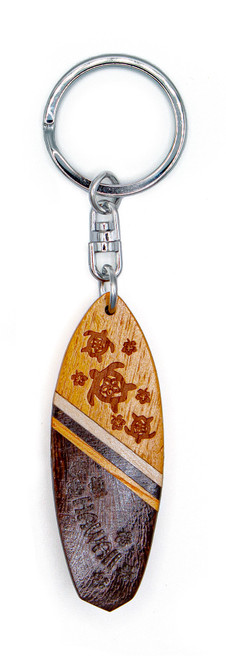 ⌘aloha⌘ Leather Keyring - Surfboard: Hibiscus
