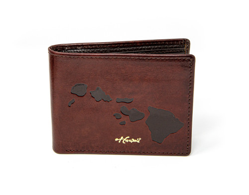 Mens Bifold Wallet: Dark Hawaiian Islands