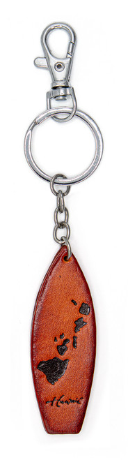 Leather Keyring - Surfboard: Hawaiian Islands