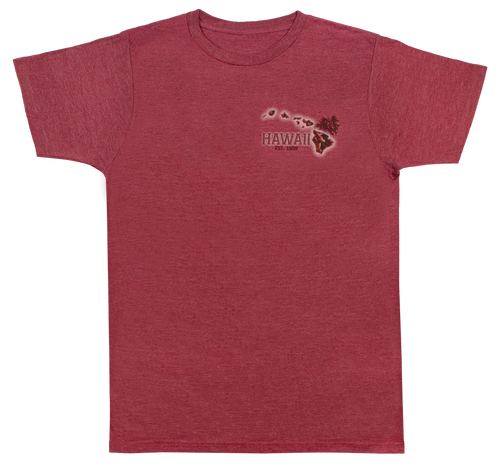 Crew Neck Tee - Palm Map: Maroon Heather (FRONT)