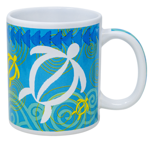 Island Style Ceramic Mug 10 oz: Swirling Honu