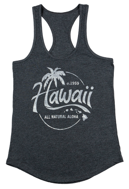 Island Girl® Racerback Tee - Natural Aloha: Charcoal Heather