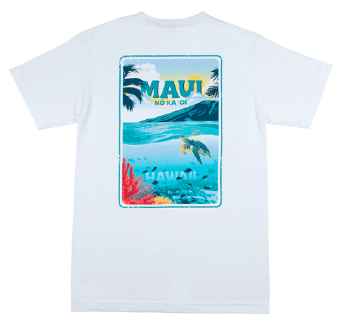 Crew Neck Tee - MAUI Ocean: White (BACK)