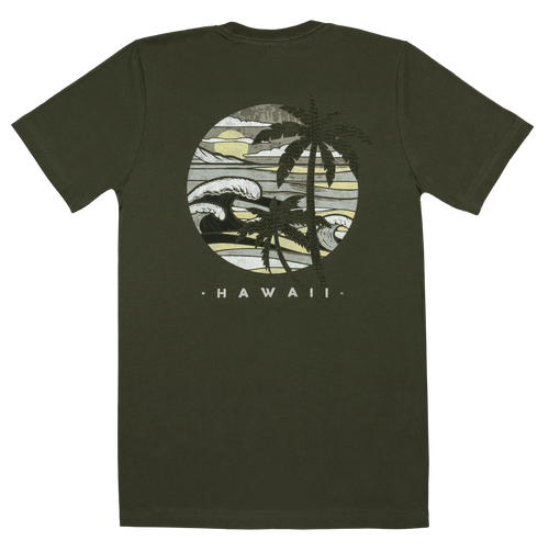 Vintage Dyed Tee - Wave: Olive Heather (BACK)