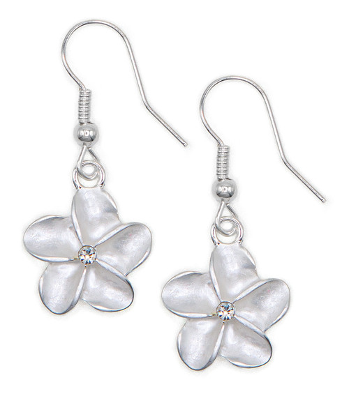 Single Plumeria Flower Earrings by Aloha 808: White