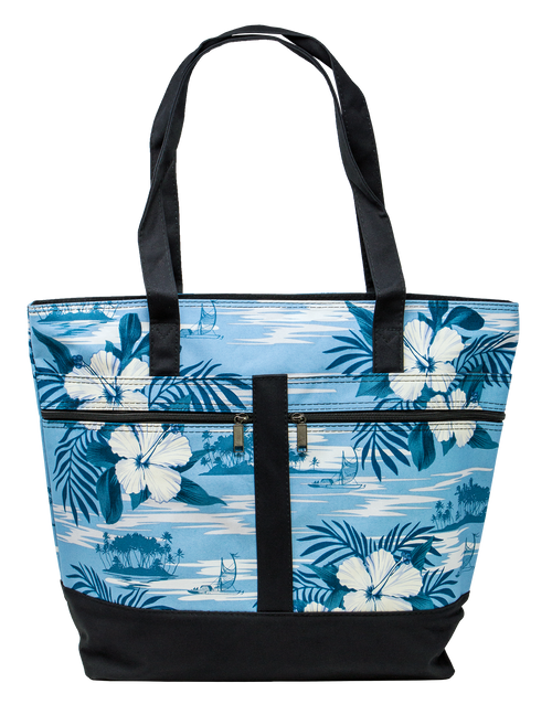 Island Accent Tote Bag: Blue Hibiscus