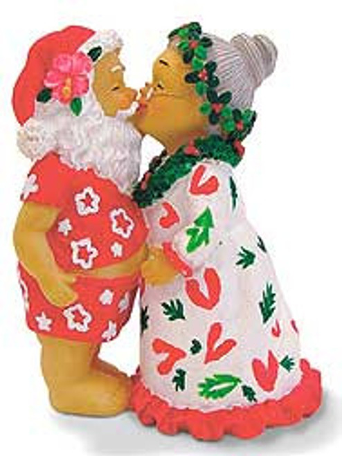 Polyresin Christmas Ornament: Kissing Santa