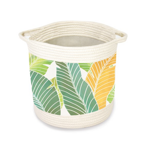 Small Storage Basket: Green Tropical Leaves