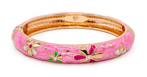 Medium Island Bangle - Flower Design: Pink