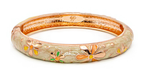 Medium Island Bangle - Flower Design: Cream