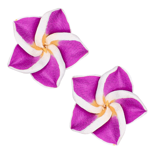 Small Plumeria Stud Earrings: Purple