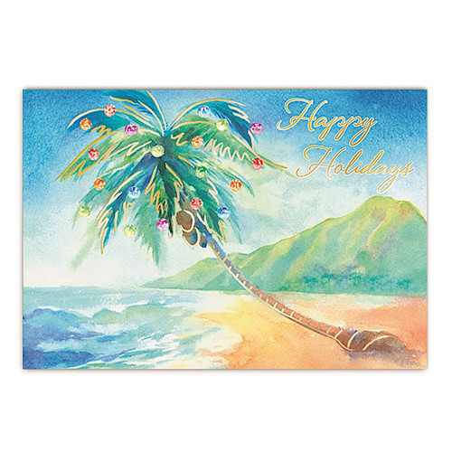 Deluxe Christmas Card Pack of 12: Holiday on the Beach