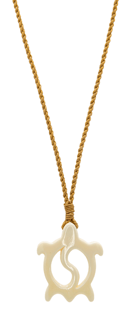 Island Edge® Shaped Bone Necklace: Yin Yang Honu