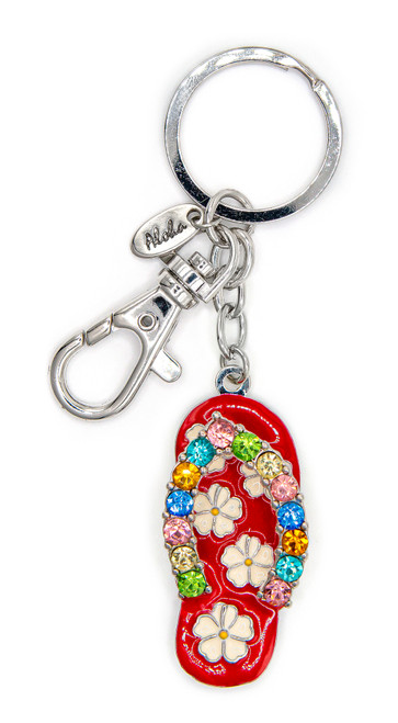 Island Bling Keyring - Flower Sandal: Red