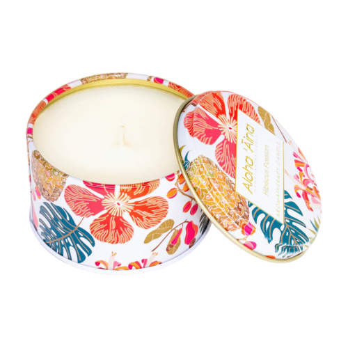 Aloha ‘Aina Travel Candle 4.3oz: Hibiscus Passion (FRONT)
