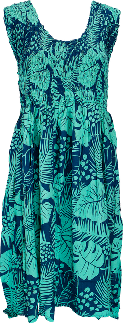 Napua Collection Tropical Dress - Monstera Palm: Blue