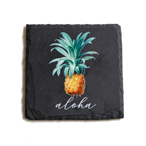 Slate Coaster 4 Piece Set: Pineapple