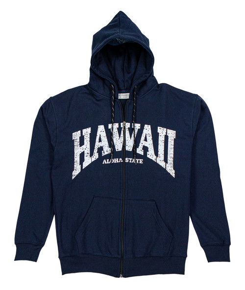 Robin Ruth®  Sweatshirt Hoodie Zip Up - Hawaii Arch: Navy Front