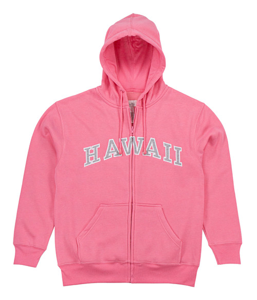 Sweatshirt Zip Up Hoodie - Hawaii Logo Design: Navy