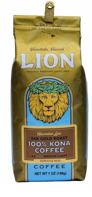 Lion 100% Kona Coffee 24K Gold Roast in ground