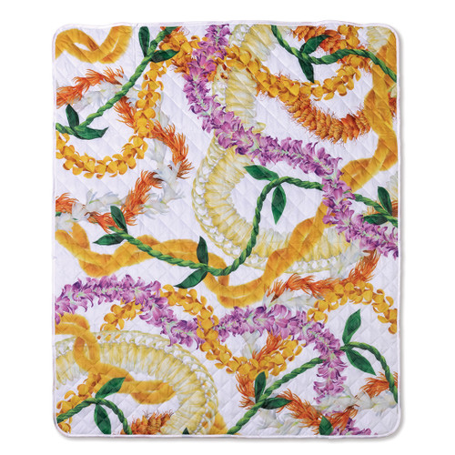 Beach Mat with Zipper Pouch - Leis of Aloha Unfolded Front