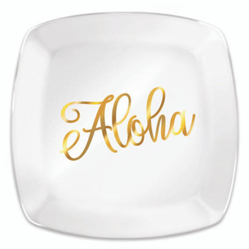 Coastal Glassware Premium Glass Plate: Golden Aloha