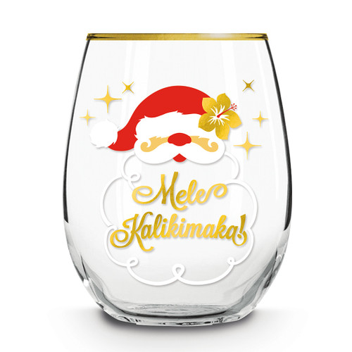 Holiday Coastal Stemless Wine Glass: Mele Santa