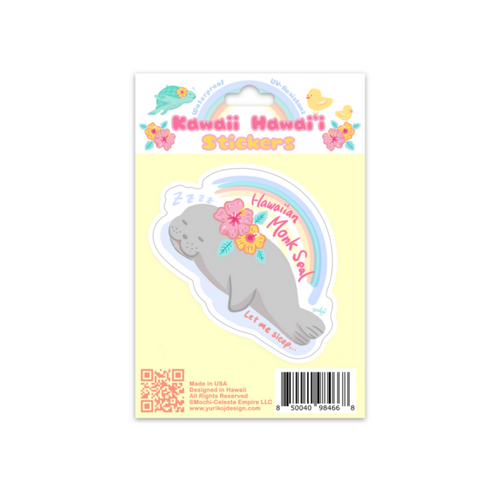 Kawaii Series Stickers - Hawaiian Monk Seal: Sleepy inside packaging