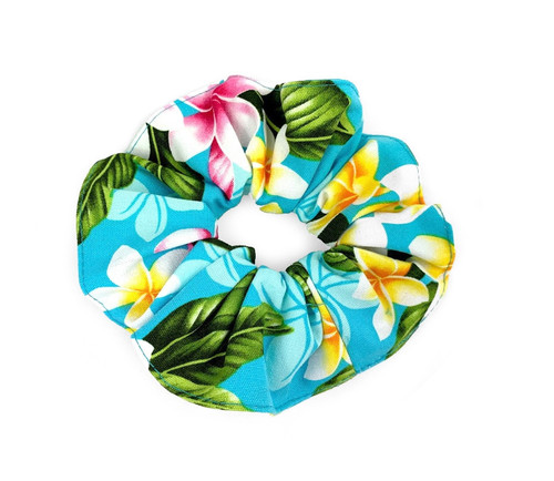 Island Style Scrunchie - Plumeria Chain in Turquoise Color