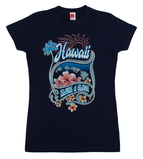 Island Girl® Surf Tee - Plumeria: Navy