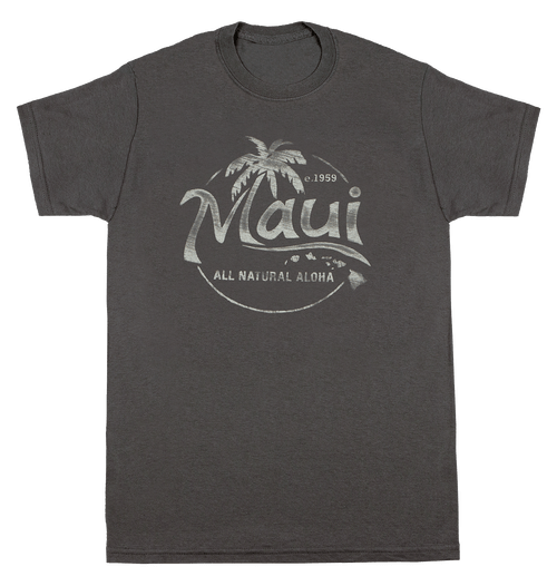 Vintage Dyed Tee - MAUI Natural Aloha: Charcoal